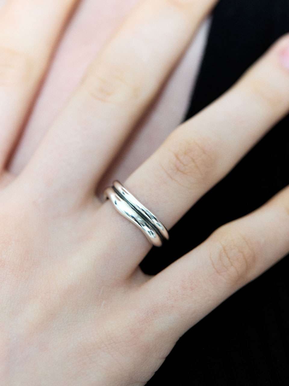 [silver925] smooth wave line ring